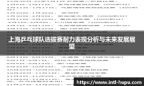 上海乒乓球队选拔赛耐力表现分析与未来发展展望